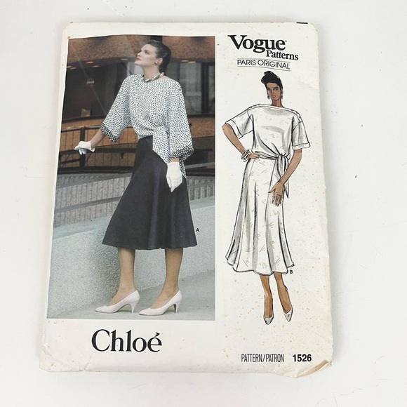 VTG Vogue Paris Original Chloé Uncut Sewing Pattern Skirt Top Size 14 / 8-16 - Picture 4 of 10